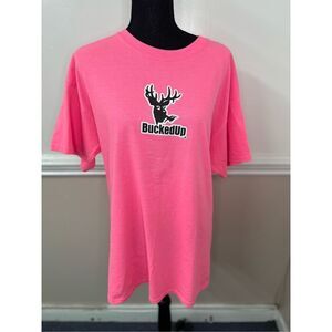 Bucked Up Neon Pink Short Sleeve Graphic Tee Size Large